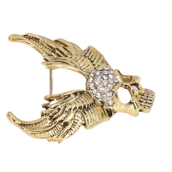 Drill Skull Brosch Glittrande Kristaller Mode Personlighet Brosch Tillbehör för kostym Coat Ancient Gold