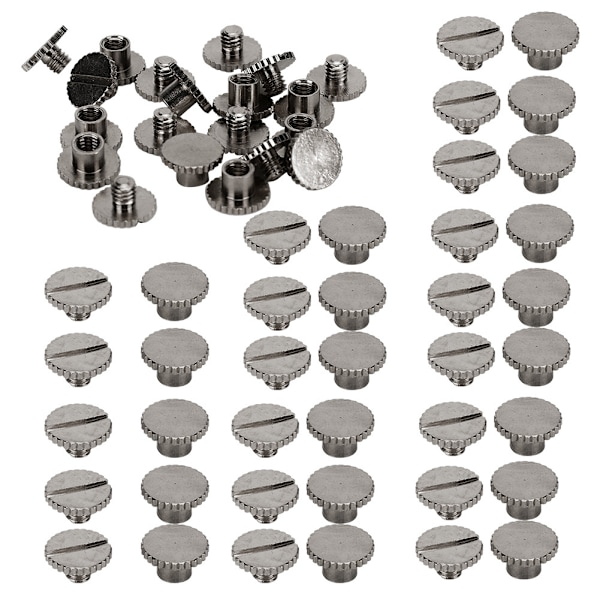 30 sett boknipper riflet flat messing Lærbindingsknapp Takk 9,5x4 mm spiker 4 mm skrue (svart)