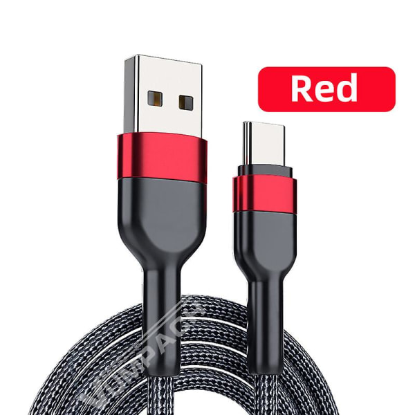 Rask Usb C-kabel Type C-kabel Rasklading Dataledning Lader Usb-kabel C For Samsung S21 S20 A51 Xiaomi Mi 10 Redmi Note 9s 8t Red 2m