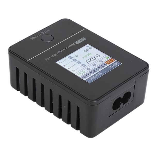 RC M4AC Balanceoplader med 1,54 tommer IPS-skærm AC 100‑240V Sort RC Lipo Batteri Balanceoplader til Lihv Life 1‑4S EU-stik XT30