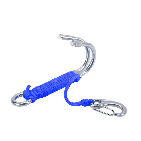 Drift Hook for Dykking Dobbelt Dobbelt Rustfritt Stål Drift Hook med Line for Grottedykking Blå