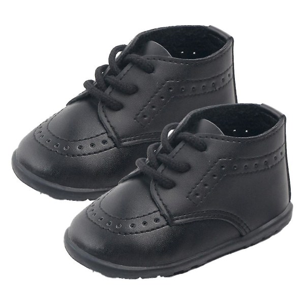 Pu Leather Loafers Gummi og myke såler Bryllupssko Småbarn walking sko black 12.5cm