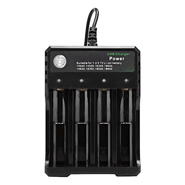 4-plasser Universal USB Smart Batterilader for 18650 oppladbart batteri