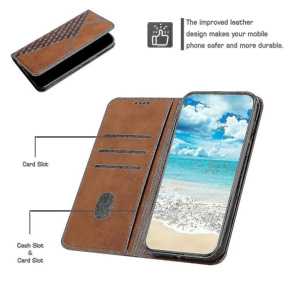 Motorola Moto G Pure Case Premium Cover Magneettinen Nahka Folio Etui Coque - ruskea