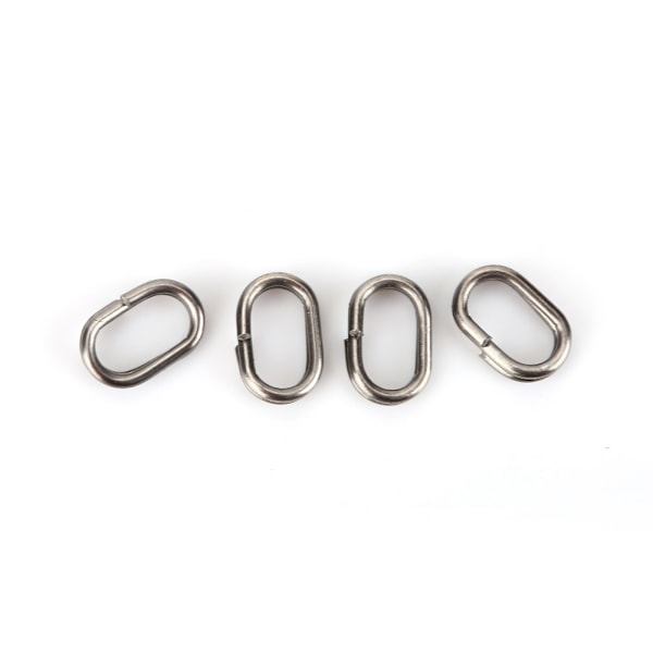 100 stk rustfritt stål ovale delte ringer Svingbar Snap fiskeredskapskontakt (5x8mm)
