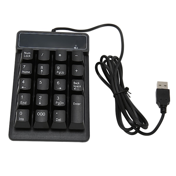 Trådløst Nummertastatur Sort USB-forbindelse 19 U-formede Taster Plug and Play Kompakt Numerisk Tastatur til Bærbar PC Desktop