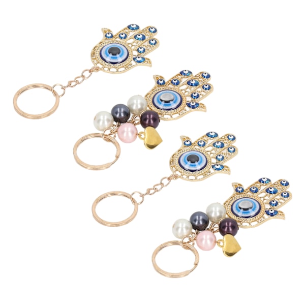 2 set 4 st Evil Eye-hängen 2 Evil Eye-nyckelringar och 2 Golden Evil Eye-nyckelringar med pärla för presentdekoration