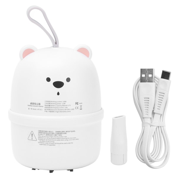 Mini pöytä pölynimuri USB lataus Mini kannettava karhu lasten pöytä näppäimistö pölynimuri valkoinen