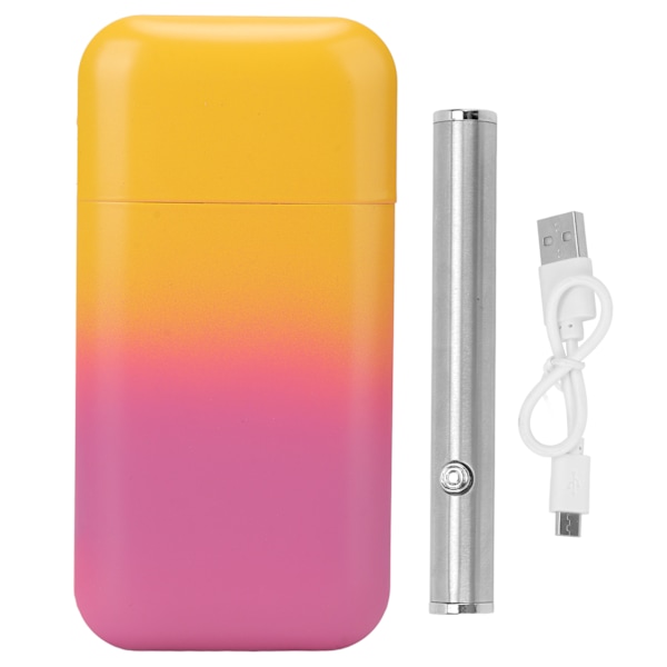 Gradient cigarettfodral Multifunktionscigaretthållarfodral med USB-laddning cigarettändare för man Kvinna Gradient Gul Lila