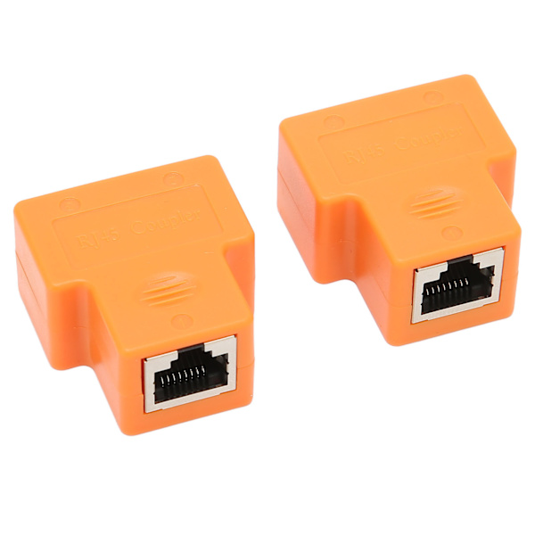 2 stk 1 til 2 Ethernet splitterkobling PVC RJ45 splitter Tilslutning Støjmodstand