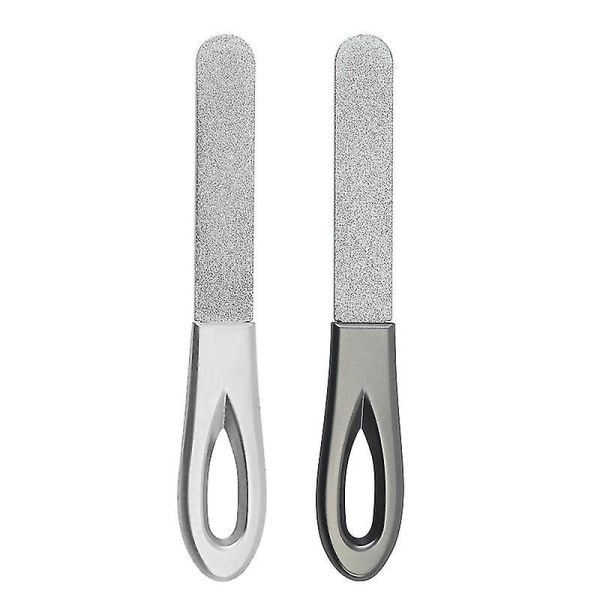 Profesjonell metall neglefil for naturlige negler, lett å polere menn Dame Salon Home Travel2stk-sølv + mørk grå