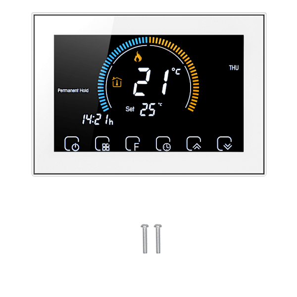 Husholdnings smart termostat med LCD-baggrundsbelysning temperaturstyring til vandgas AC95240V(BHT8000GCBlanc)