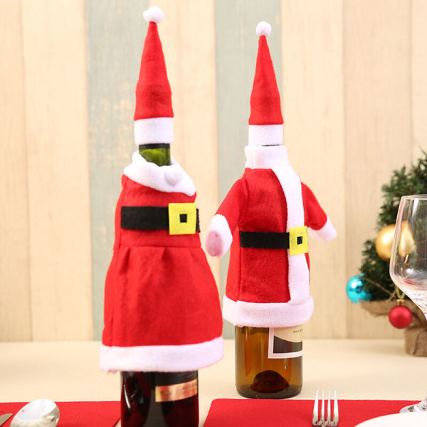 Julevinsflaskepose Juletøj Nederdel Form Champagneflaske Vinflaskebetræk Julepynt tilbehør, model: Rød