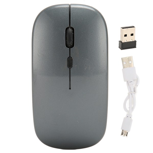 Trådlös USB-mus Uppladdningsbar Trådlös datormus med låg ljudnivå för arbete Studera Fritid Grå