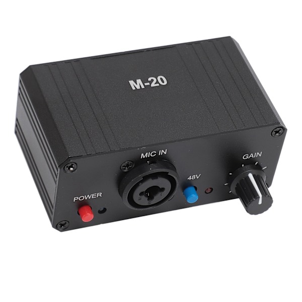 Mikrofonförförstärkare High Gain 48V Phantom Power XLR Output Mic Förförstärkare för dynamiska och kondensatormikrofoner Booster