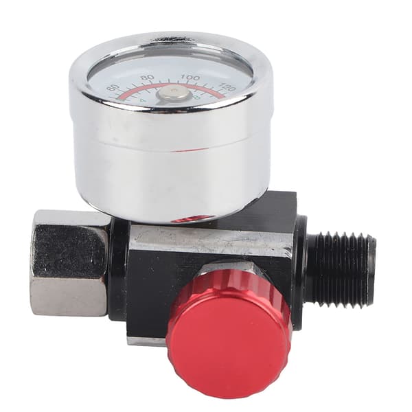 Lufttrykksregulator 0-10bar/0-140psi Aluminiumlegeringsventil 1/4inBSPP Innløpsuttak Kobling Sølv