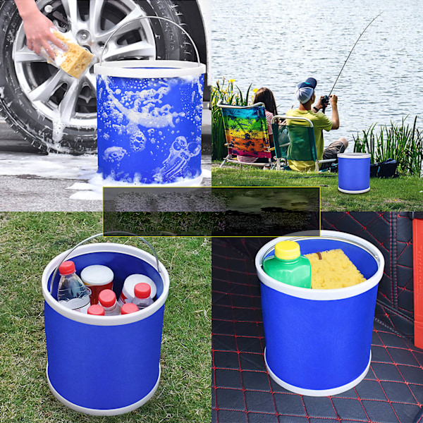 Foldbar Vandspand Oxfordstof 9L Multifunktionel Foldbar Beholder til Bilstøvning Fiskeri Camping