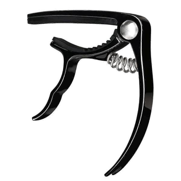 Gitarrcapo med 6 plekter for akustiske elgitarer, ukulele og banjo, svart Black