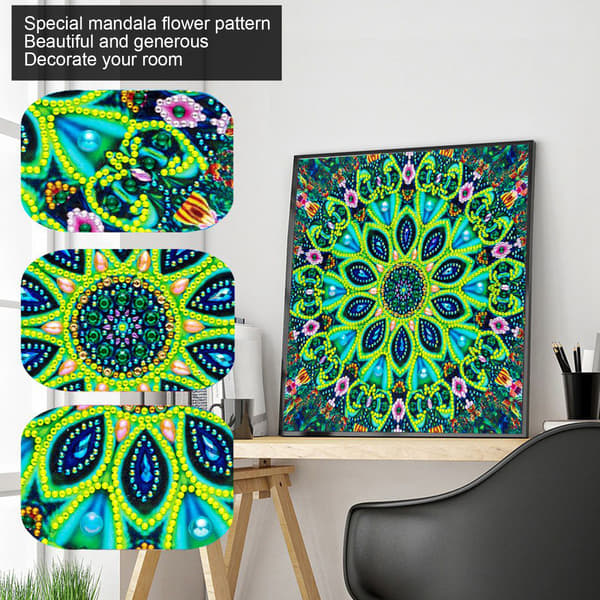 Mandala Blomma 5D Diamantmålningskit - DIY-inredning för vardagsrum och sovrum