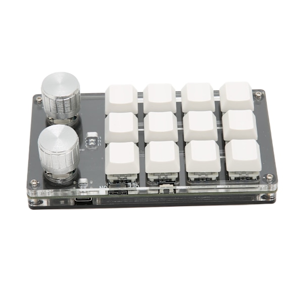 Mini-tangentbord 12 taster 2 knapper USB eller BT-tilkobling Blå bryter Plug and Play Programmerbar tastatur for spill Kontor Media Hvit