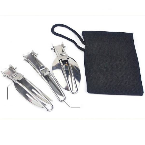 3st/set Knivgaffel Sked Camping Bestickset Rostfritt stål Bärbar hopfällbar servisset