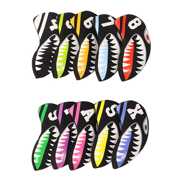 10 st/set Neopren Golf Iron Headcover med nummermarkörer Tecknad Form Golf Club Head Protect CaseSelachimorpha