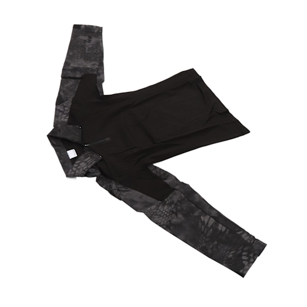 Combattröja med lång ärm, dragkedja, unisex, bomullspolyester, andningsbar med armbågspads, axelficka, stridskläder för cosplay, svart pythontryck, XL