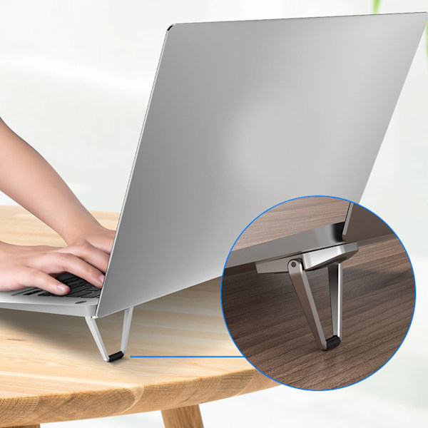 2 stk. metal foldbar bærbar computerstand, Mini bærbart støttebase, Forhøjet varmeafledning beslag, zinklegering