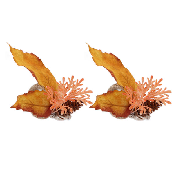 2 stk Innovative Serviettringer Dekorative Simulerte Blomster Serviettholder for Bryllup Bursdag Lønn Kjegle