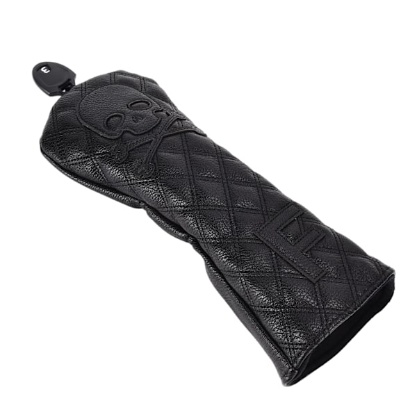 PU Läder Golf Wood Head Covers Vattentät Golf Skull Mönster Putter Club Headcover Protector Number 3