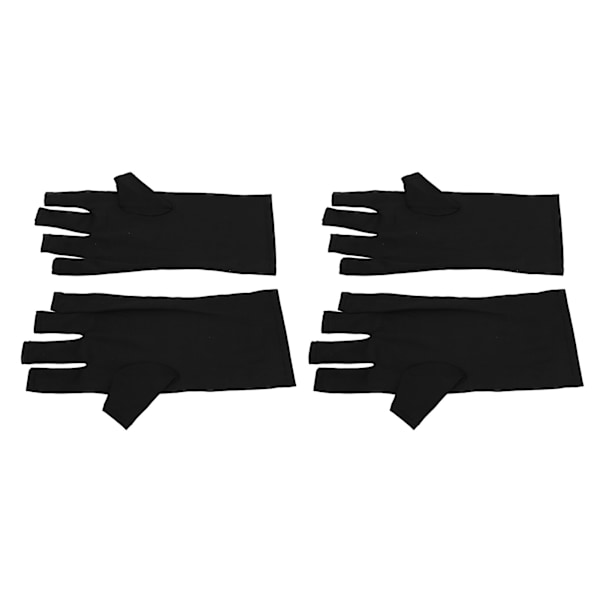 2 par UV-hansker Fingerløse Utmerket Elasticitet Art UV-blokkerende hansker for Neglegel Tørking Svart