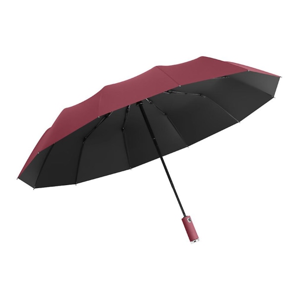 Kolminkertaiset automaattiset sateenvarjot led-valolla kannettavat kymmenen luuta taitettavat sateenvarjot kalastusretkeilyyn Red