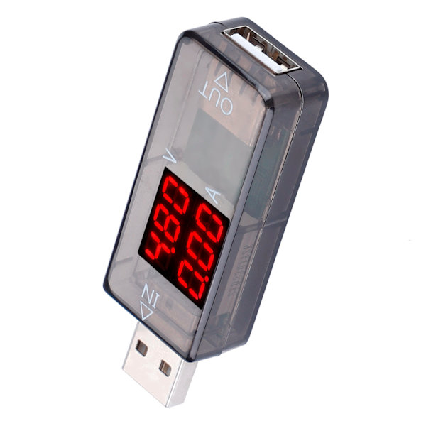 USB Farge LCD Voltmeter Amperemeter Strømmåler Multimeter Lader USB Tester (svart)