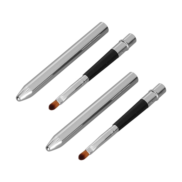 2 stk leppebørste Ergonomisk innfellbar tetningsdesign Liten lett å rengjøre Leppestiftbørste i aluminiumsrør med ett hode