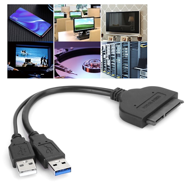 USB3.0 til SATA-kabel Datamaskin tilkoblet harddisk konvertering Dataoverføring C0108Svart