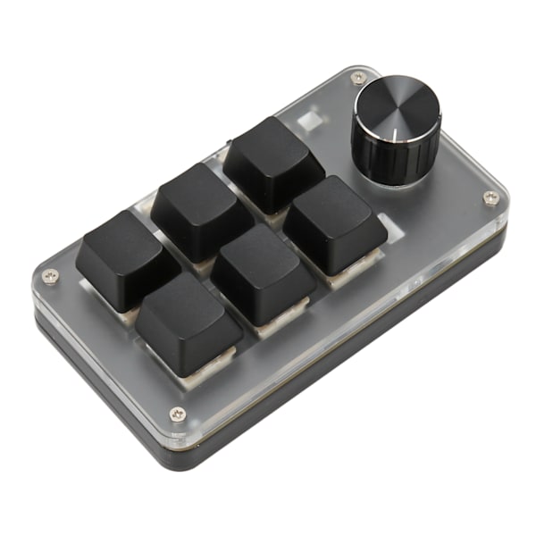 Mini Tangentbord med Knappdesign, Röd Switch, Dubbla Lägen, Plug and Play, Mekaniskt Programmerbart Tangentbord för Spel, Kontor, Media, 6 Tangenter med 1 Knapp