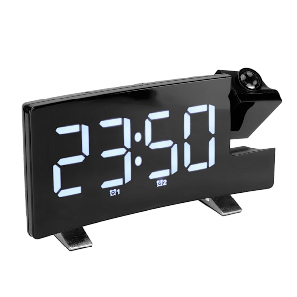 Digital väckarklocka 180° projektion på takvägg USB-driven väckarklocka för sovrum Heavy Sleeper Kid Äldre Vit typsnitt