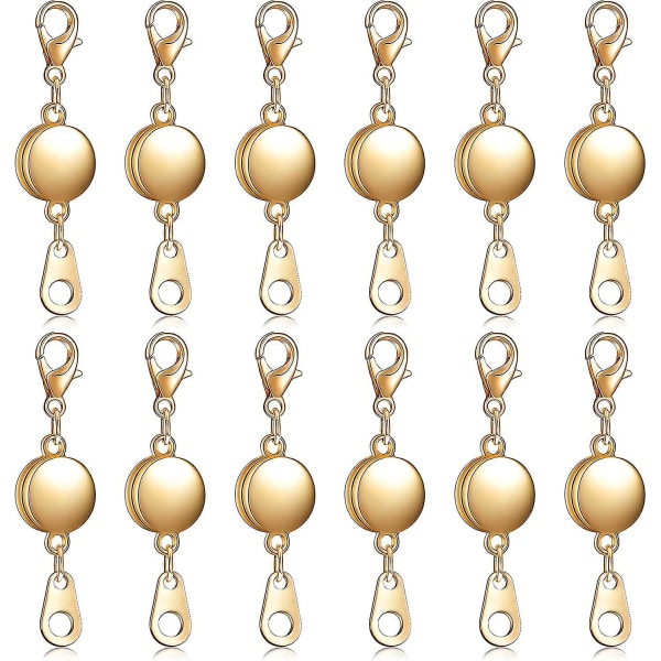 12 delar Låsande magnetiskt smyckeslås Runt halsband Låsförslutningar Armbandsförlängare för smyckestillverkning (guld)
