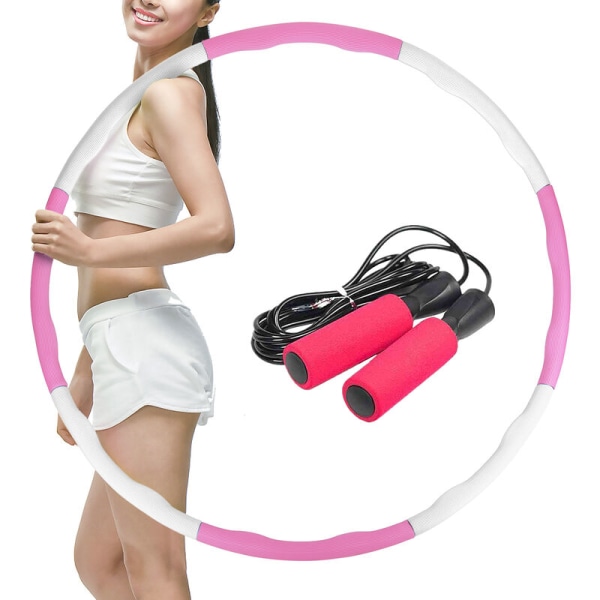 8-delt roterende taljebøjle hoppereb sæt til taljeslankende træning Vægttab, model: PinkWhite