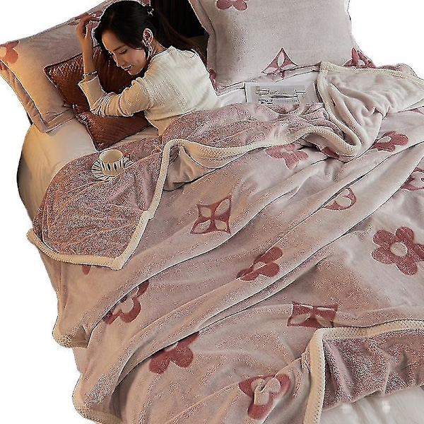 Tjock vintervarm dubbelsidig flanellfilt 150*200cm - Multifunktionellt täcke