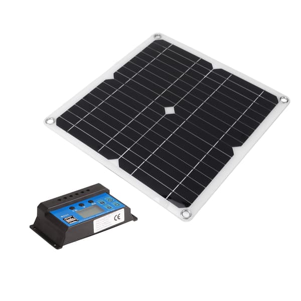 【NX】15W Solpanelssæt Dobbelt USB DC-udgang 100A Controller Solceller Kompatibel med bilbåd Battericontroller Blå