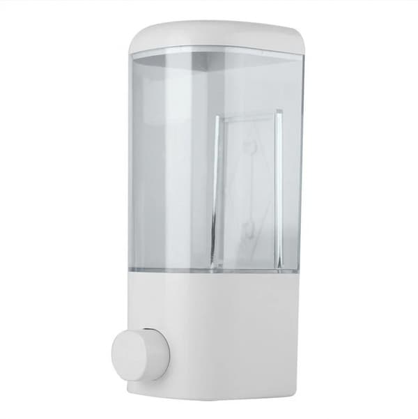 Manuel sæbedispenser i plast til badeværelse, hotel, 500 ml, vægmonteret