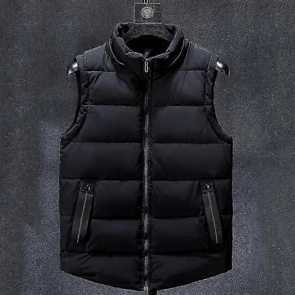 Herre Plus Size L-7XL Ærmeløs Hættevest Varm Afslappet Efterår Vinterjakke L black