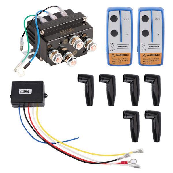 12V 400A Elektrisk vinsj solenoidrelékontakt med 6 beskyttelseslokk for ATV UTV 4X4 kjøretøy