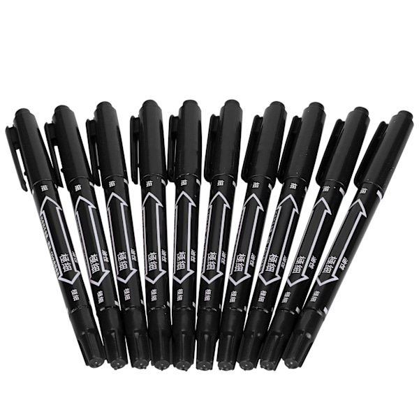 10 st QuickDrying Marker Pen Dubbelände Konst Ritning Skrivning Färgad Markers Set (Svart)