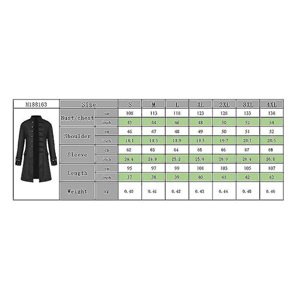 Middelalderlig Gotisk Retro Patchwork Frakke XXL Sort