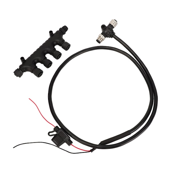 NMEA2000-kaapeli 4-porttisella T-liittimellä 3A sulake 5-nastainen M12-kierre 1m pitkä IP67 vedenkestävä Lowrance-verkolle