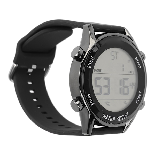 Digital Chronograph Watch WR50M Vattentät Lysande Storskärm Utomhussportklocka för män Svart