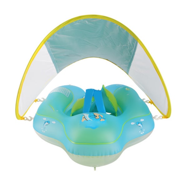 XL Baby Svømme Ring 19cm Indvendig Diameter Oppustelig Pool Rør PVC Ikke-Vendende Svømme Flydere med Solbeskyttende Kaleche