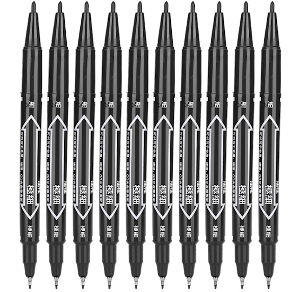 10 st QuickDrying Marker Pen Dubbelände Konst Ritning Skrivning Färgad Markers Set (Svart)